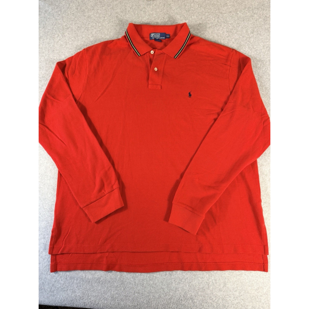 Polo Ralph Lauren Red Long‎ Sleeve Polo Shirt XXL Pony Logo Classic Fit